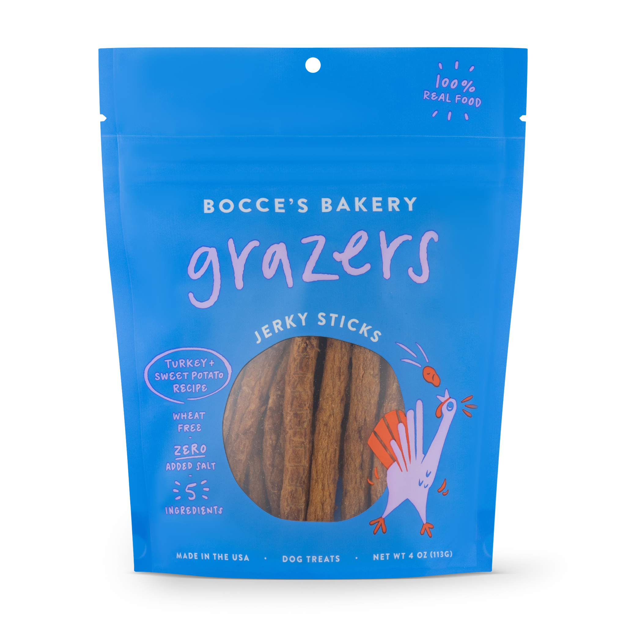 Bocce's Grazers Turkey & Sweet Potato Jerky Sticks 4oz