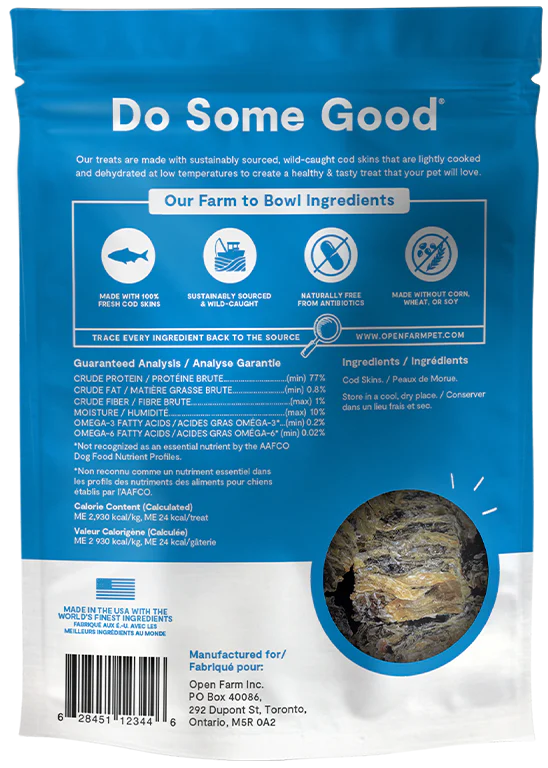 Open Farm Dehydrated Cod Skins Treats 2.25oz