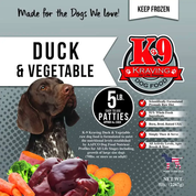 K9 Kravings Raw Duck Patties 5lb