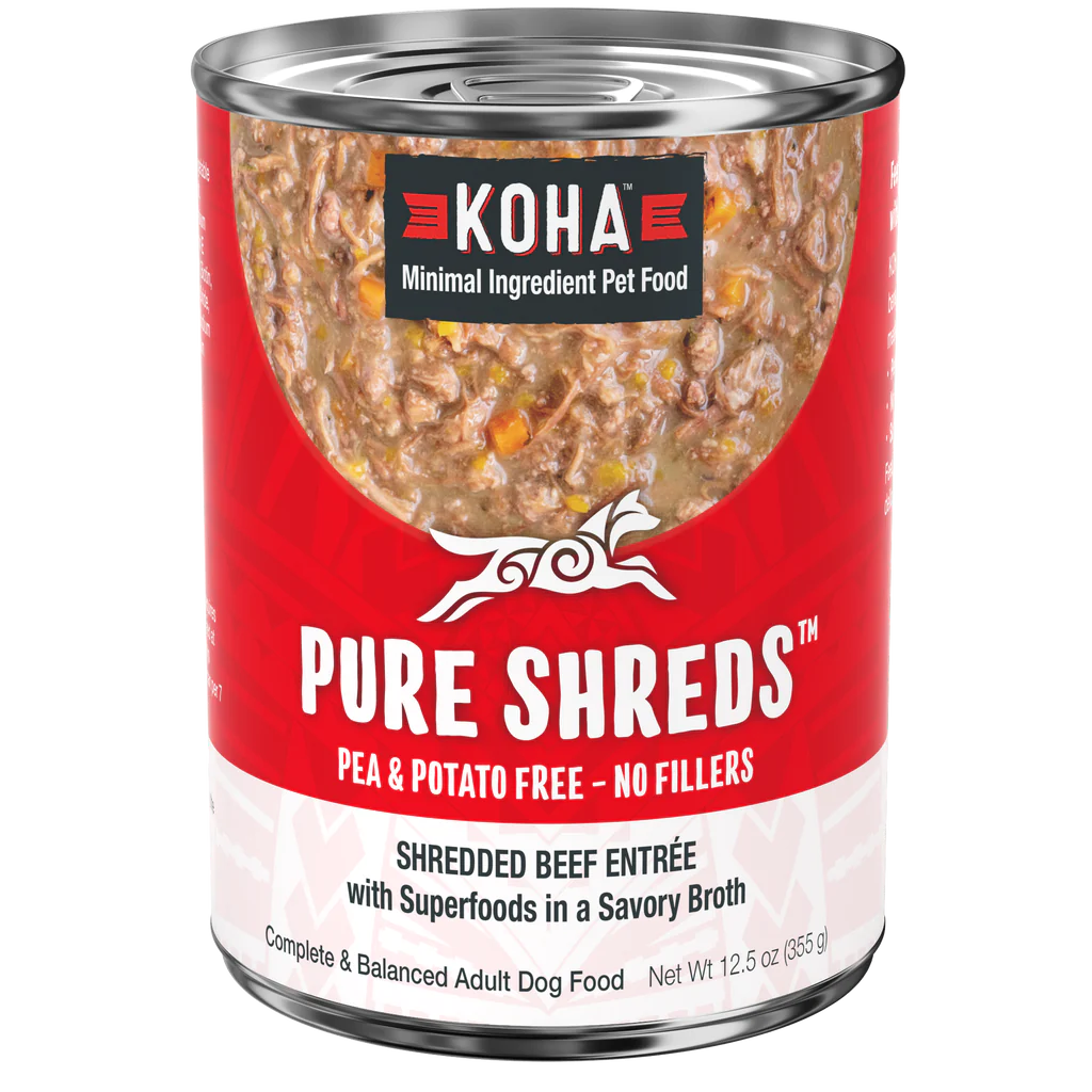 Koha Canned Dog Food Pure Shreds Beef 12.5oz