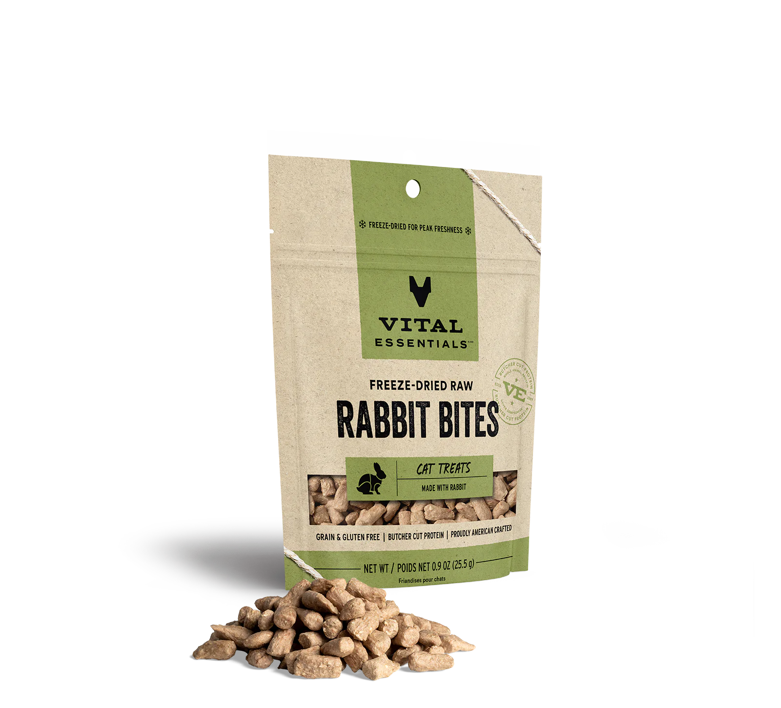 Vital Essentials Freeze Dried Cat Treats Rabbit Bites 0.9oz