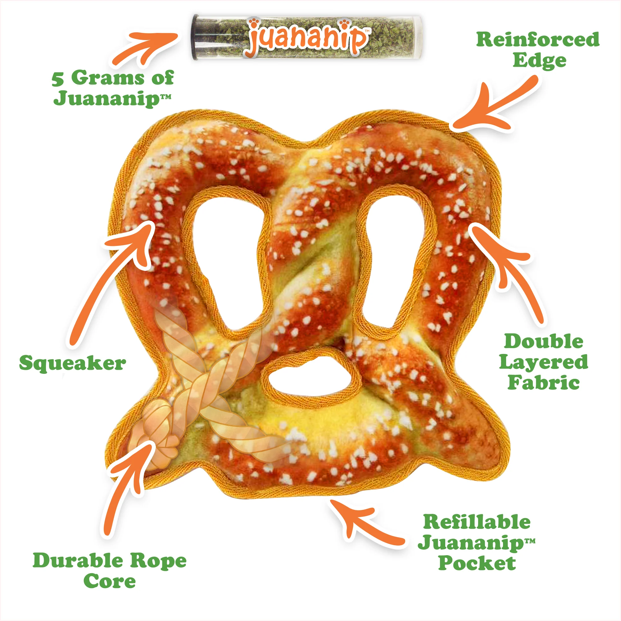 Doggijuana Tuffer Chewer Refillable Pretzel Dog Toy