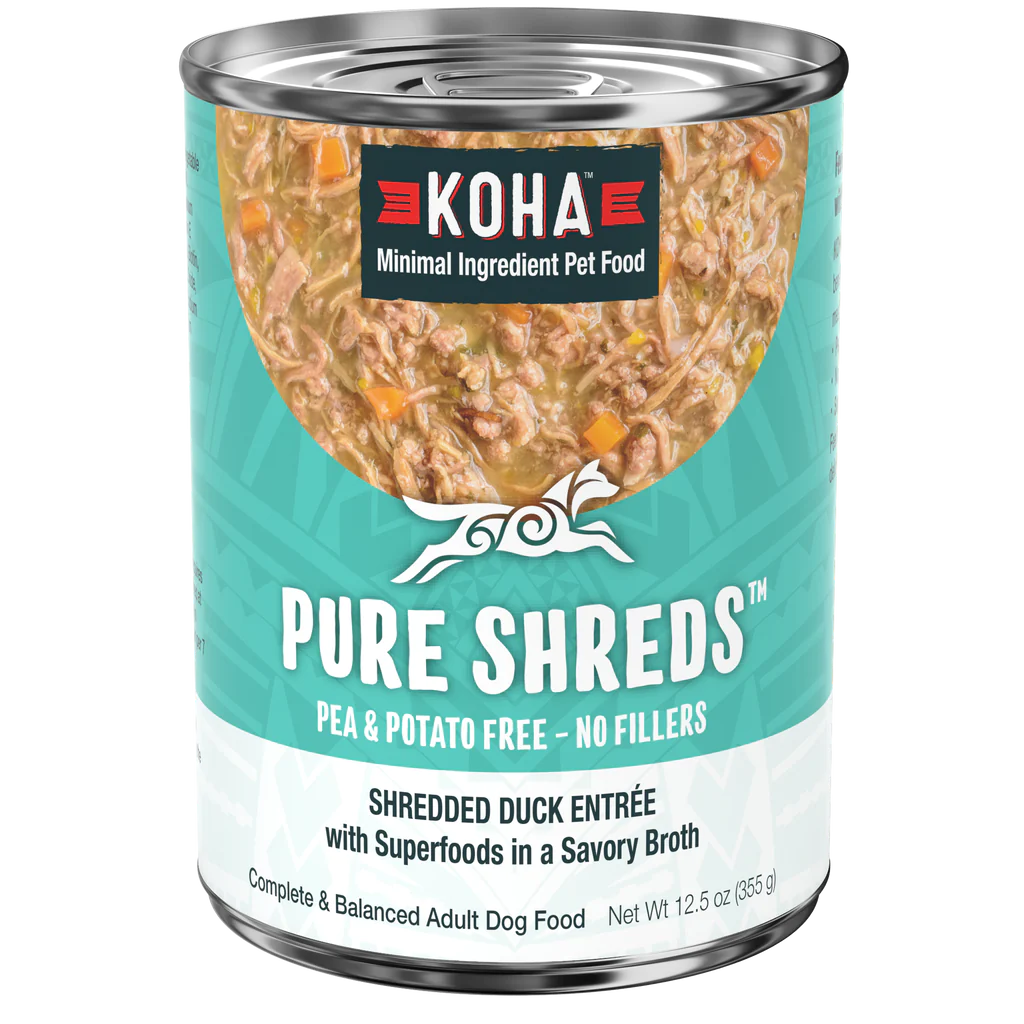 Koha Canned Dog Food Pure Shreds Duck 12.5oz