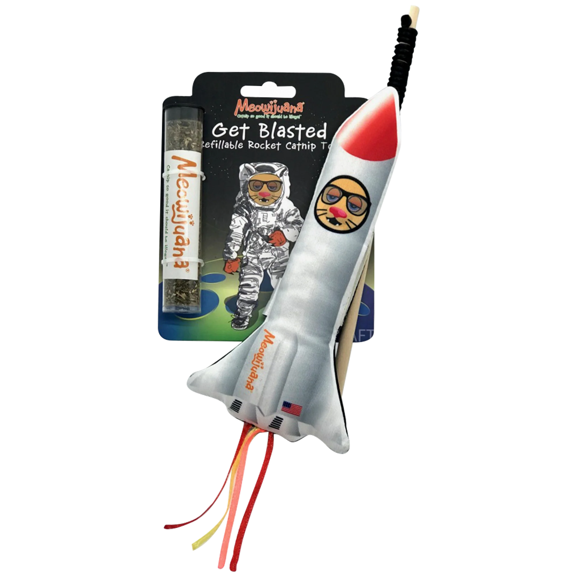 Meowijuana Get Blasted Rocket Wand Refillable Catnip Cat Toy