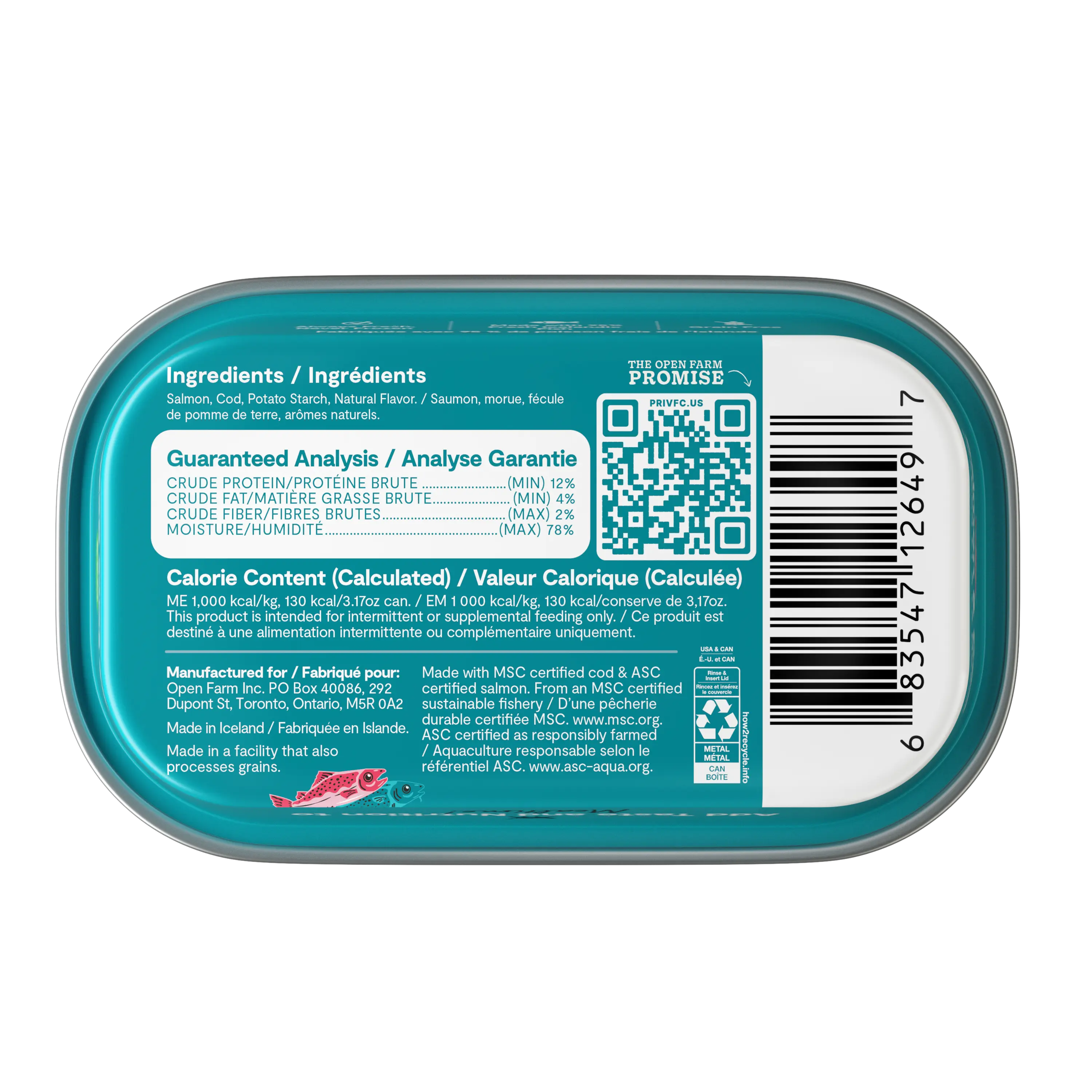 Open Farm Canned Cat Topper Salmon & Cod 3.17oz