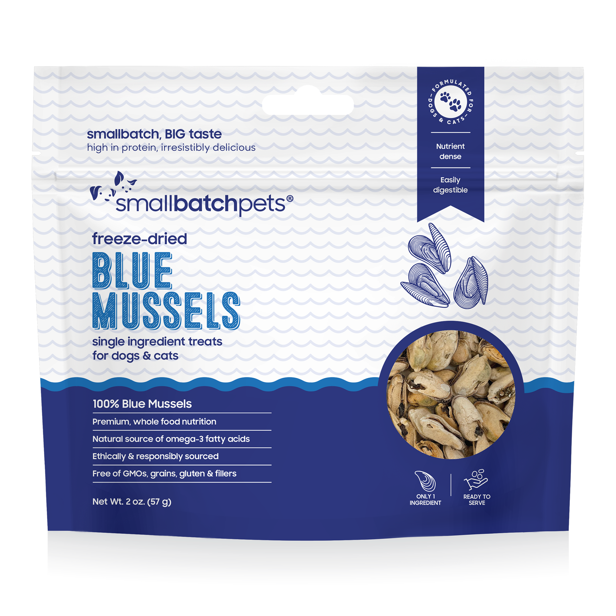 SmallBatch Freeze Dried Blue Mussel Treats 2oz