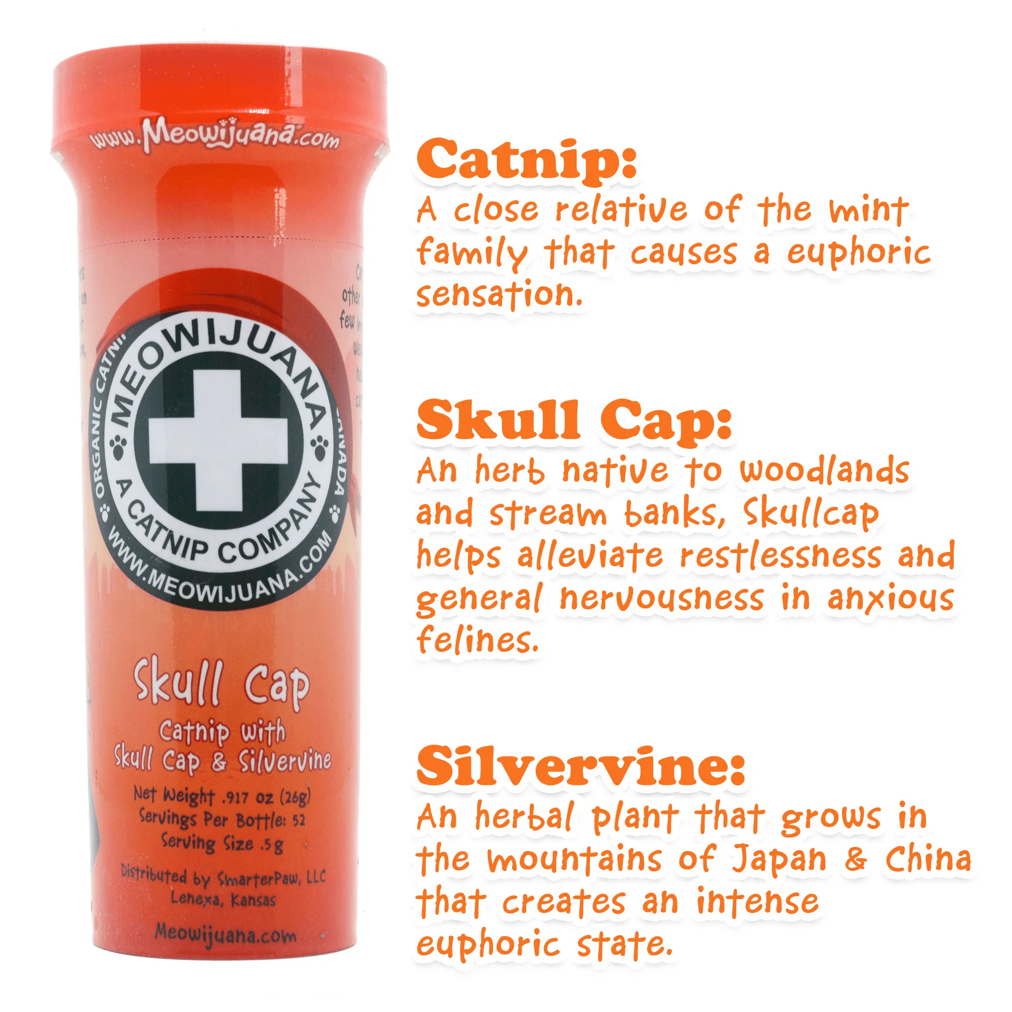 Meowijuana Catnip Skull Cap & Silvervine Blend