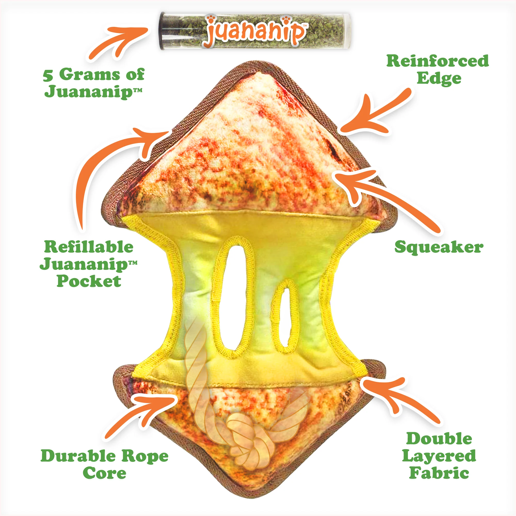 Doggijuana®  Tuffer Chewer Refillable Juananip Supreme Pizza Toy