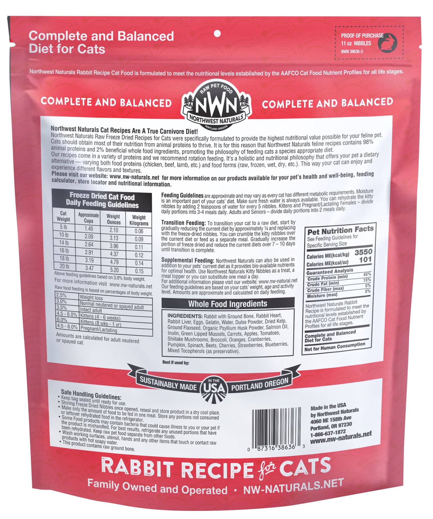 Northwest Naturals Freeze Dried Cat Food Rabbit