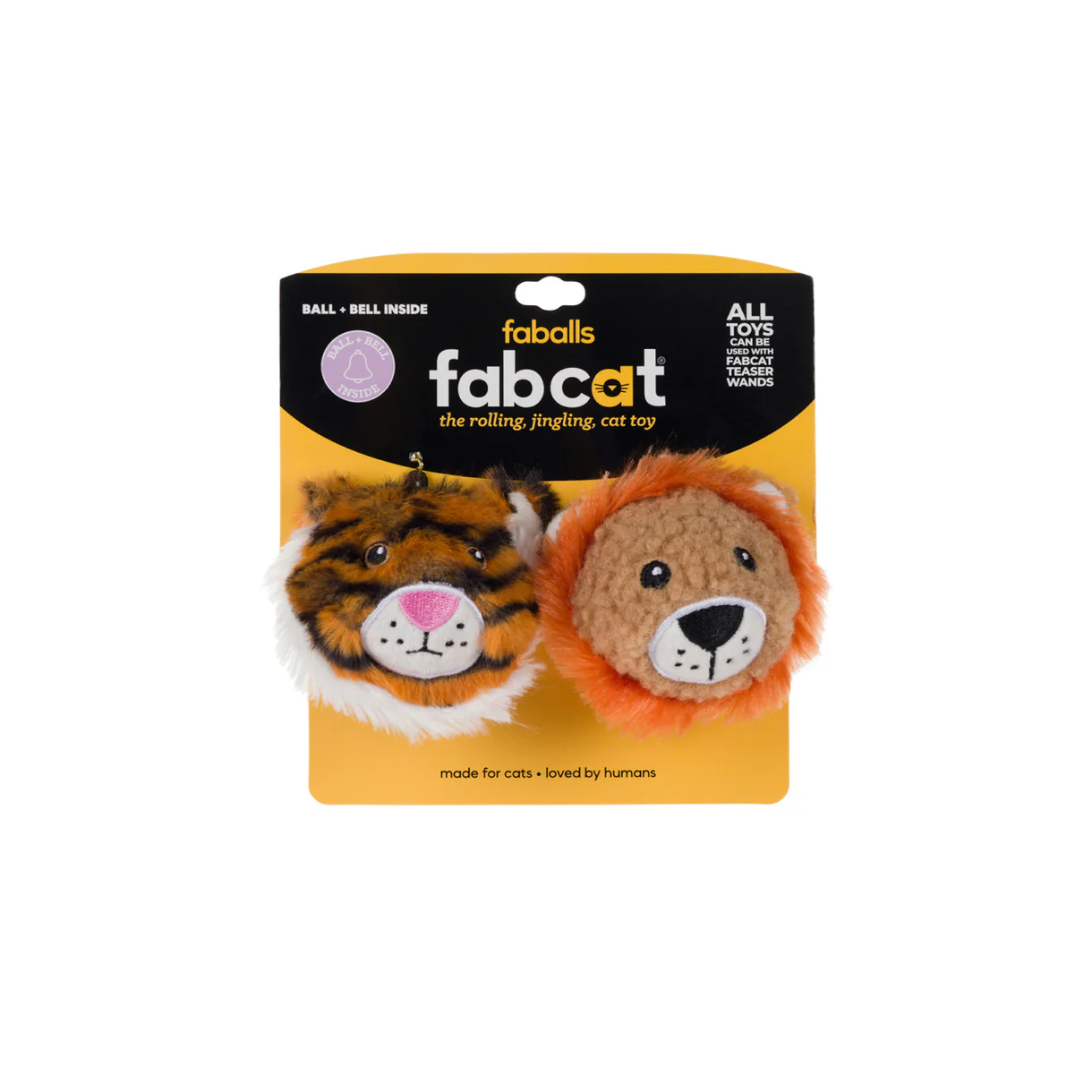 FabCat Lion & Tiger Faball Cat Toys 2 Pack