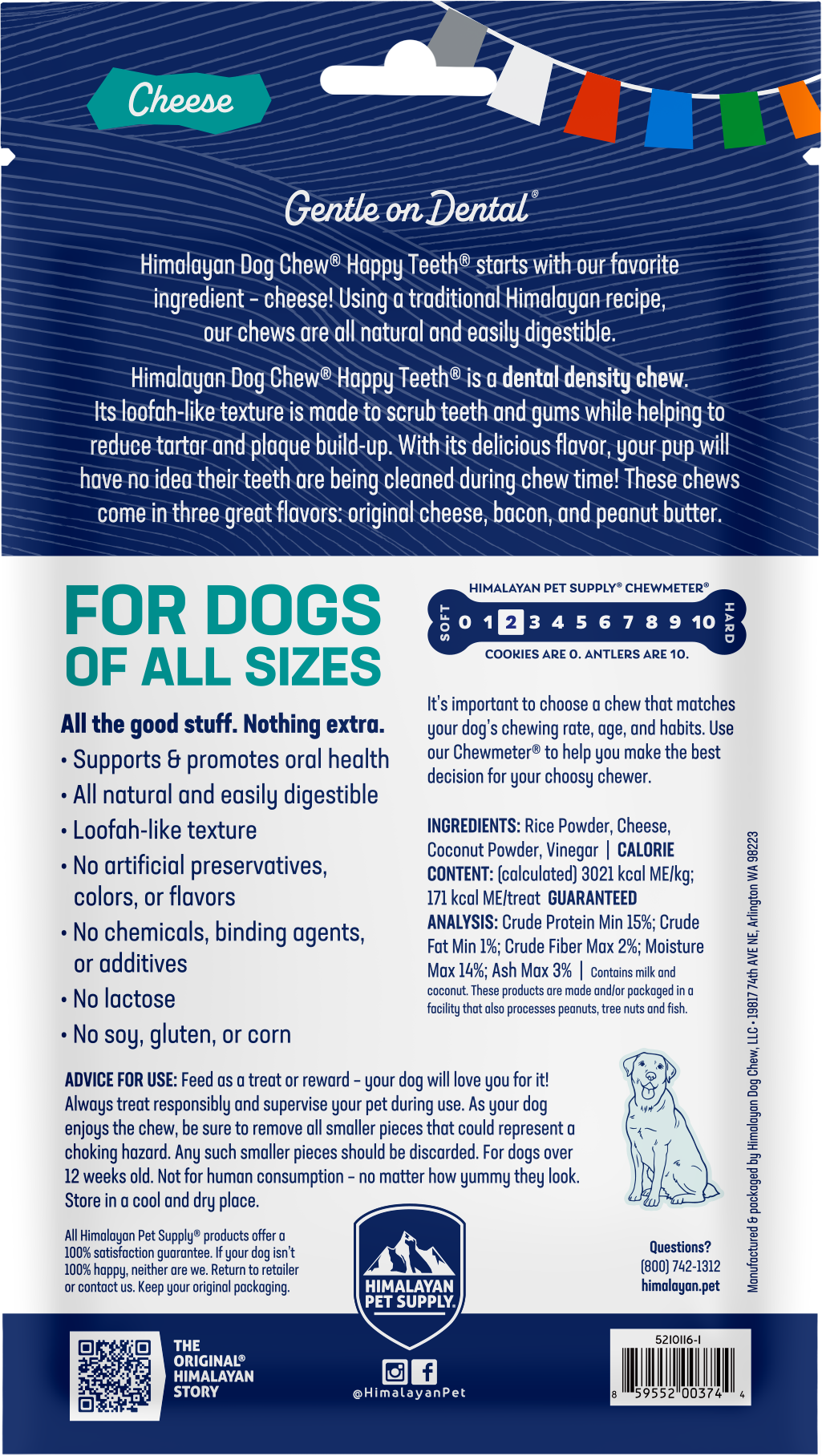 Himalayan Pet Happy Teeth Cheese Chews Large 2 Pack