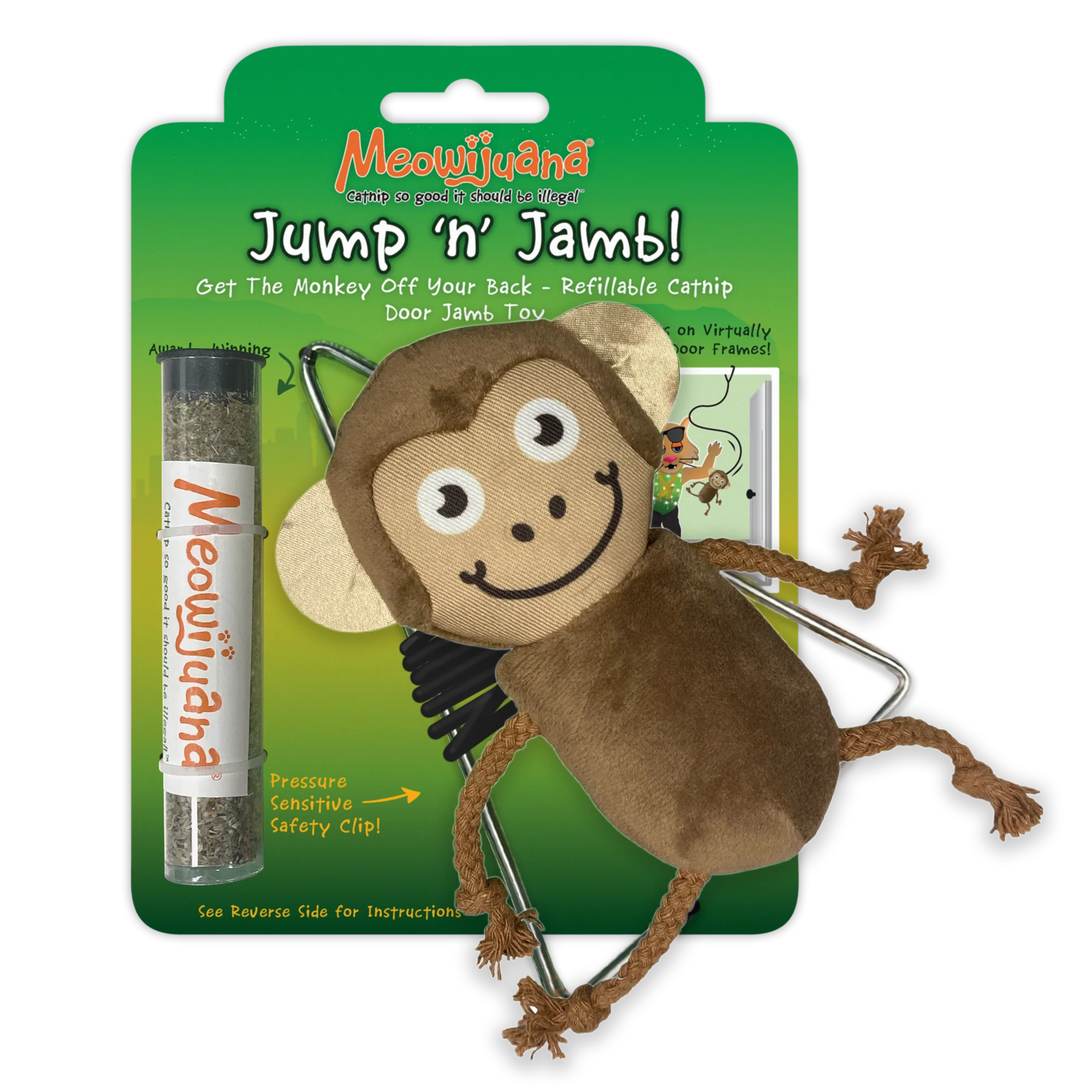 Meowijuana Jump N Jamb Funky Monkey Refillable Catnip Cat