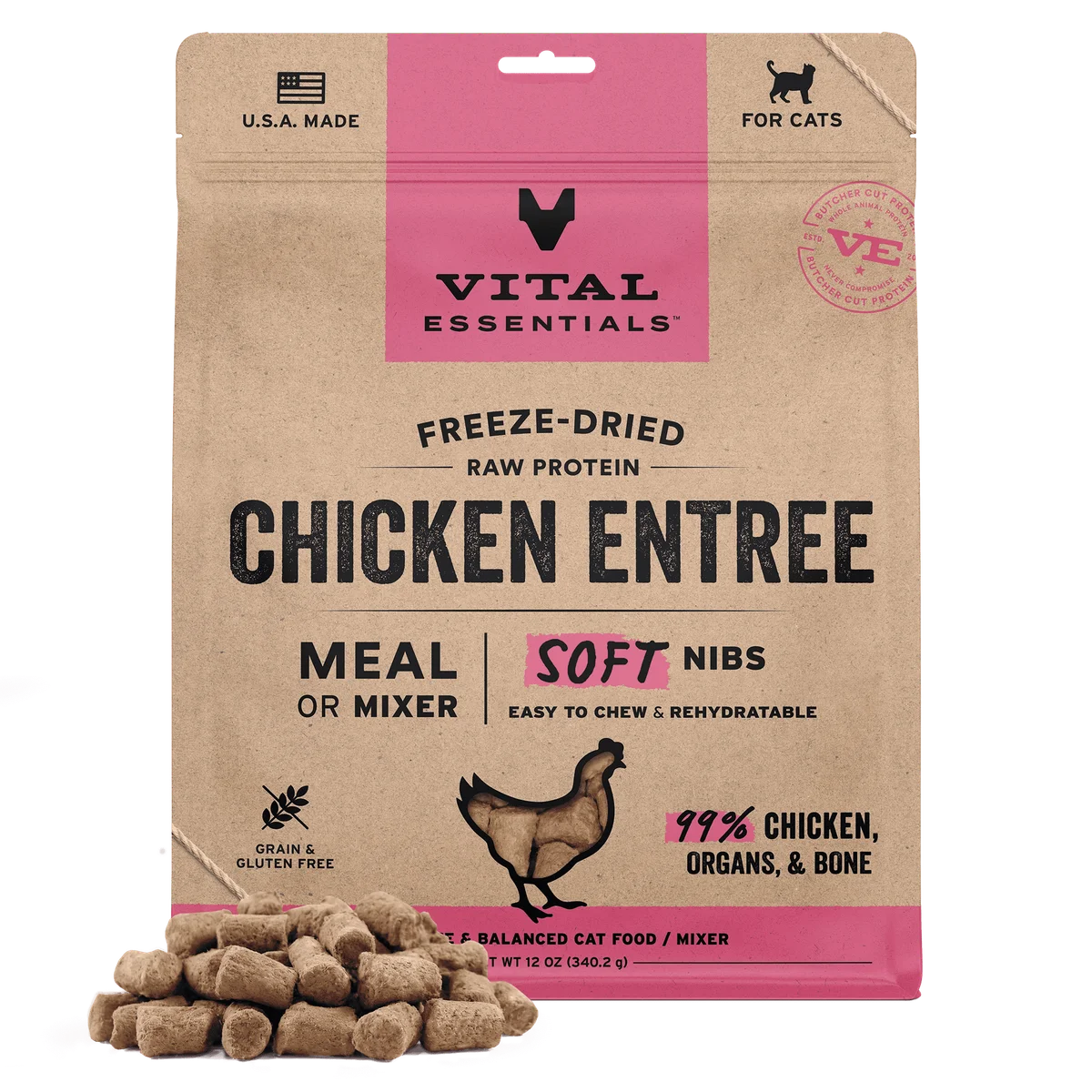 Vital Essentials Cat Freeze Dried Mixer Chicken 12oz