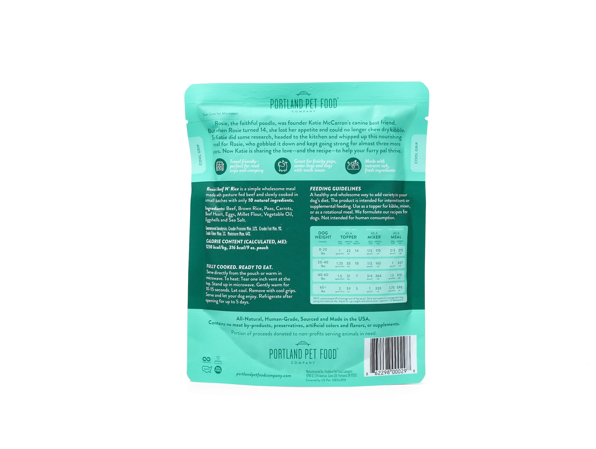 Portland Pet Beef & Rice Pouch 9oz