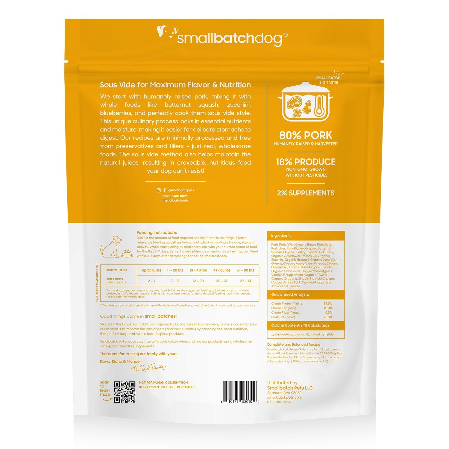 SmallBatch Frozen Lightly Cooked Dog Food Pork