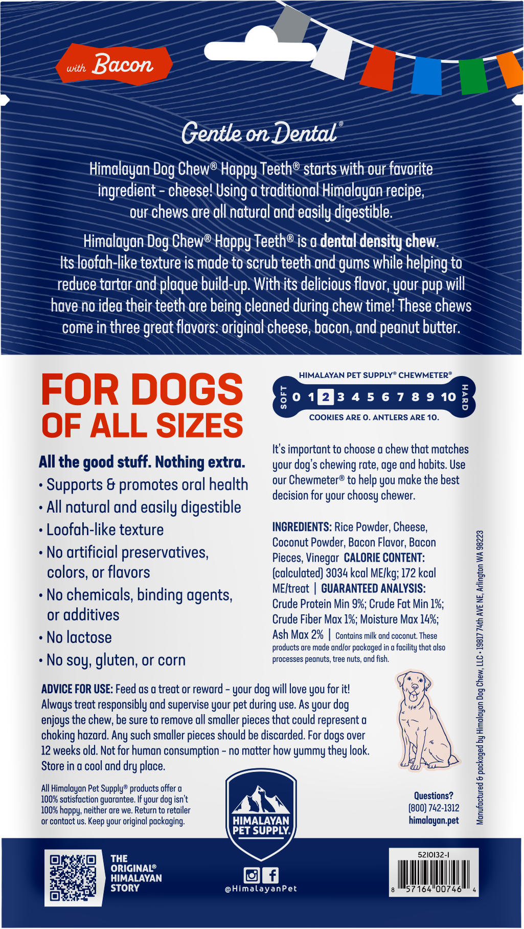 Himalayan Pet Happy Teeth Bacon Chews Large 2 Pack