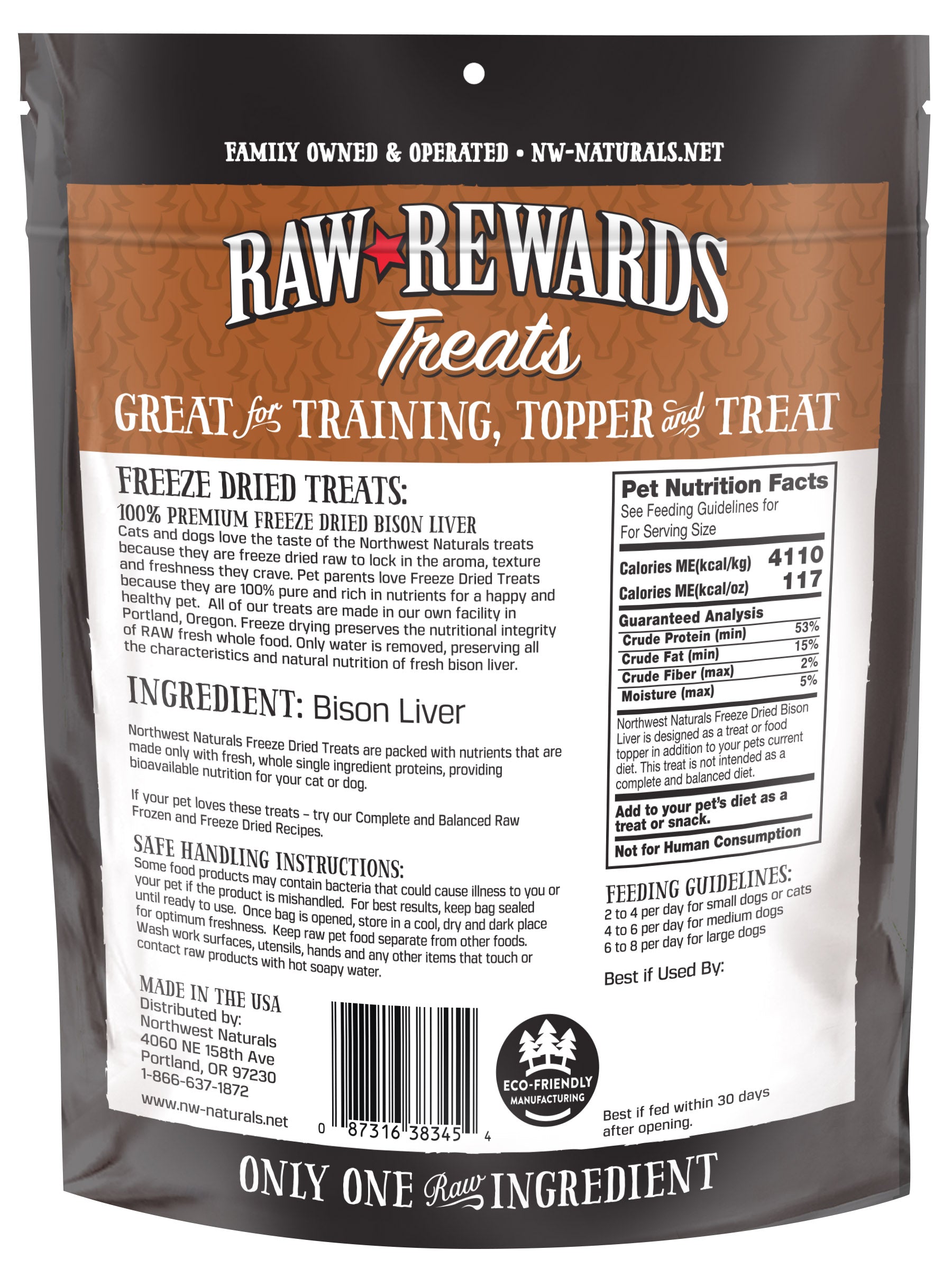 Northwest Naturals Freeze Dried Bison Liver Treats 3oz