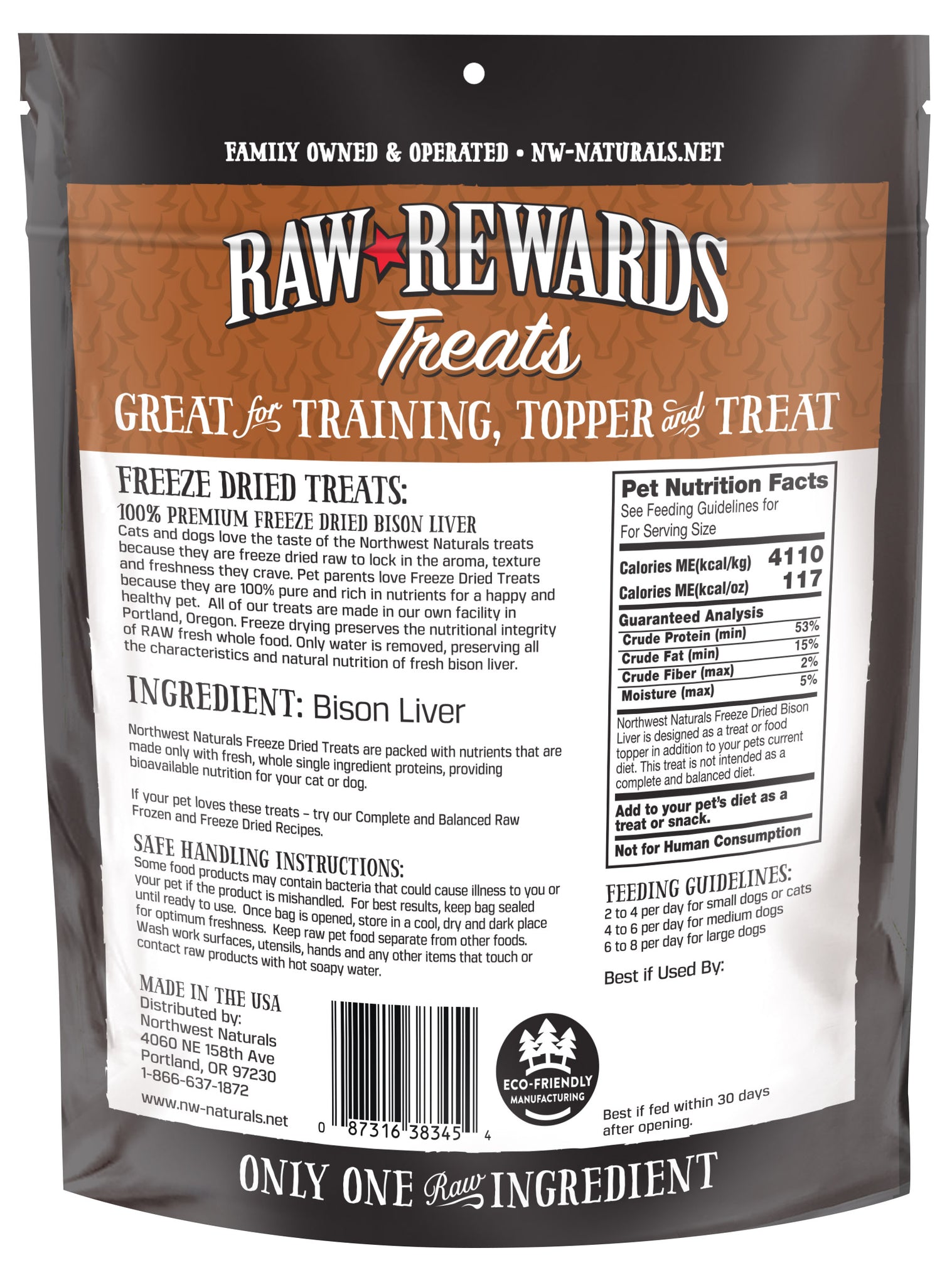 Northwest Naturals Freeze Dried Bison Liver Treats 3oz
