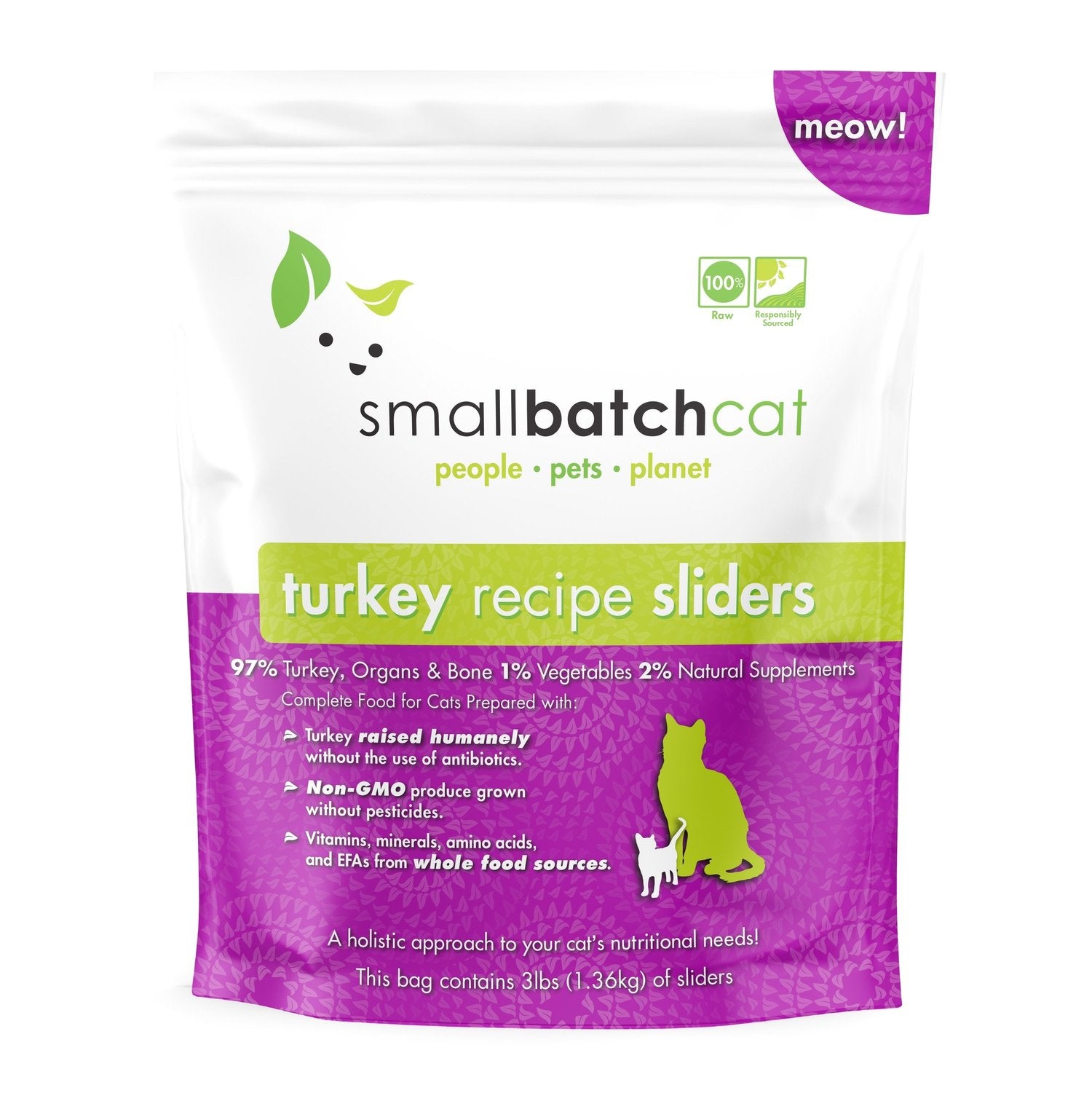 SmallBatch Cat Raw Turkey Sliders 3lb