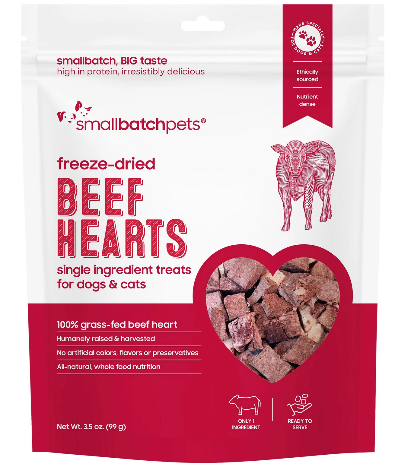 SmallBatch Freeze Dried Beef Hearts 3oz