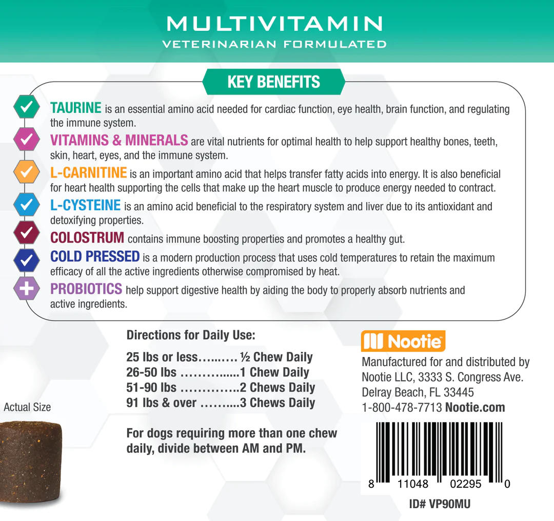 Nootie Progility Multivtamin with Taurine Supplement Soft Chew 90 Count