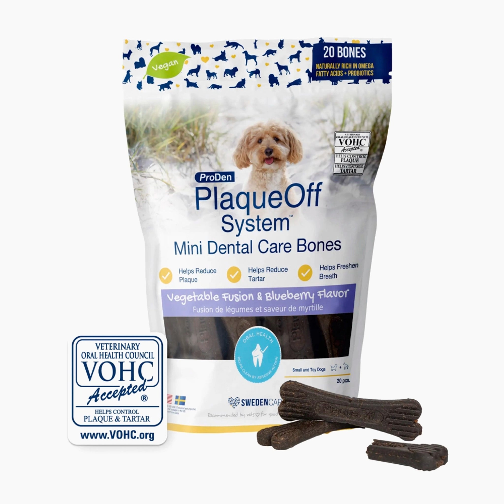Plaque Off Mini Vegetable & Blueberry Dental Treats 12oz