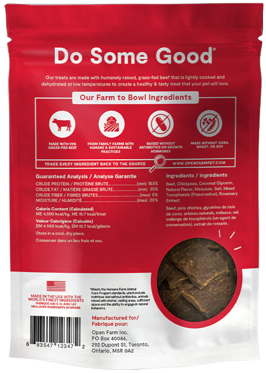 Open Farm Dehydrated Beef Recipe Treats 4.5oz