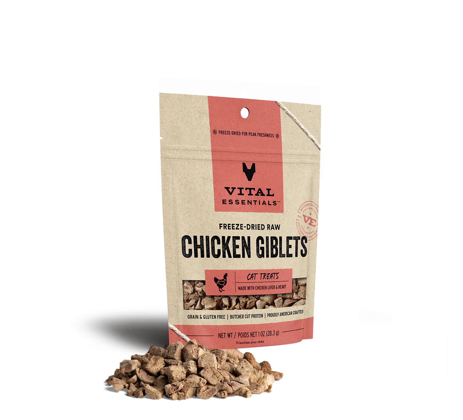 Vital Essentials Freeze Dried Cat Treats Chicken Giblets 1oz