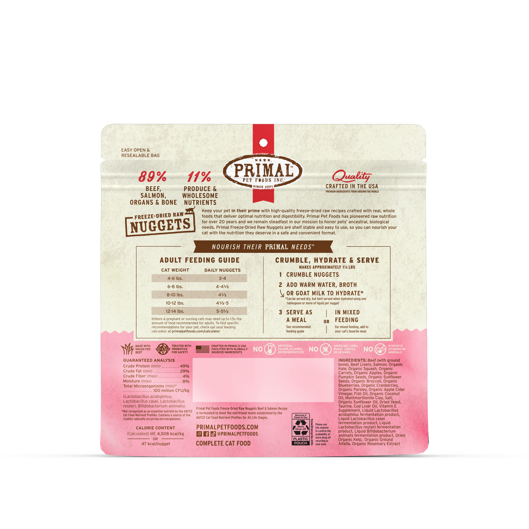 Primal Freeze Dried Cat Food Beef & Salmon