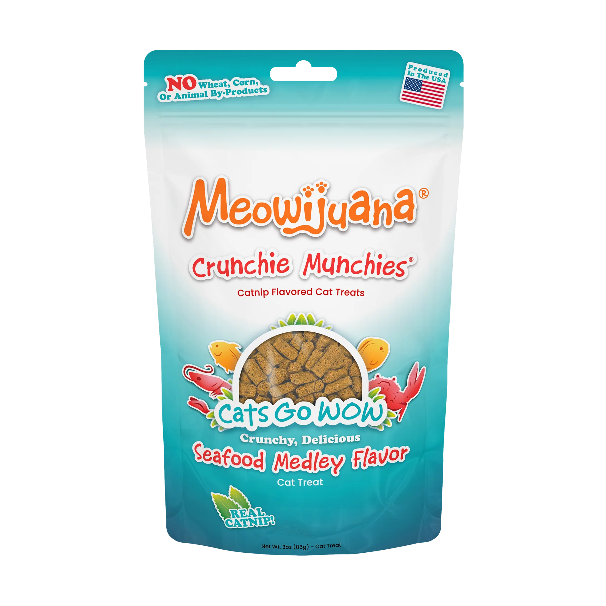 Meowijuana Crunchie Munchie Seafood Medley Catnip Treats 3oz