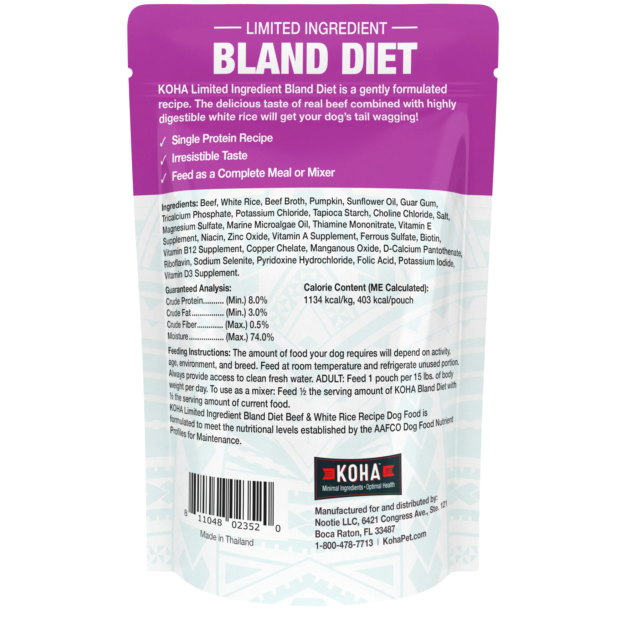 Koha Limited Ingredient Bland Diet Beef & White Rice Recipe 12.5oz