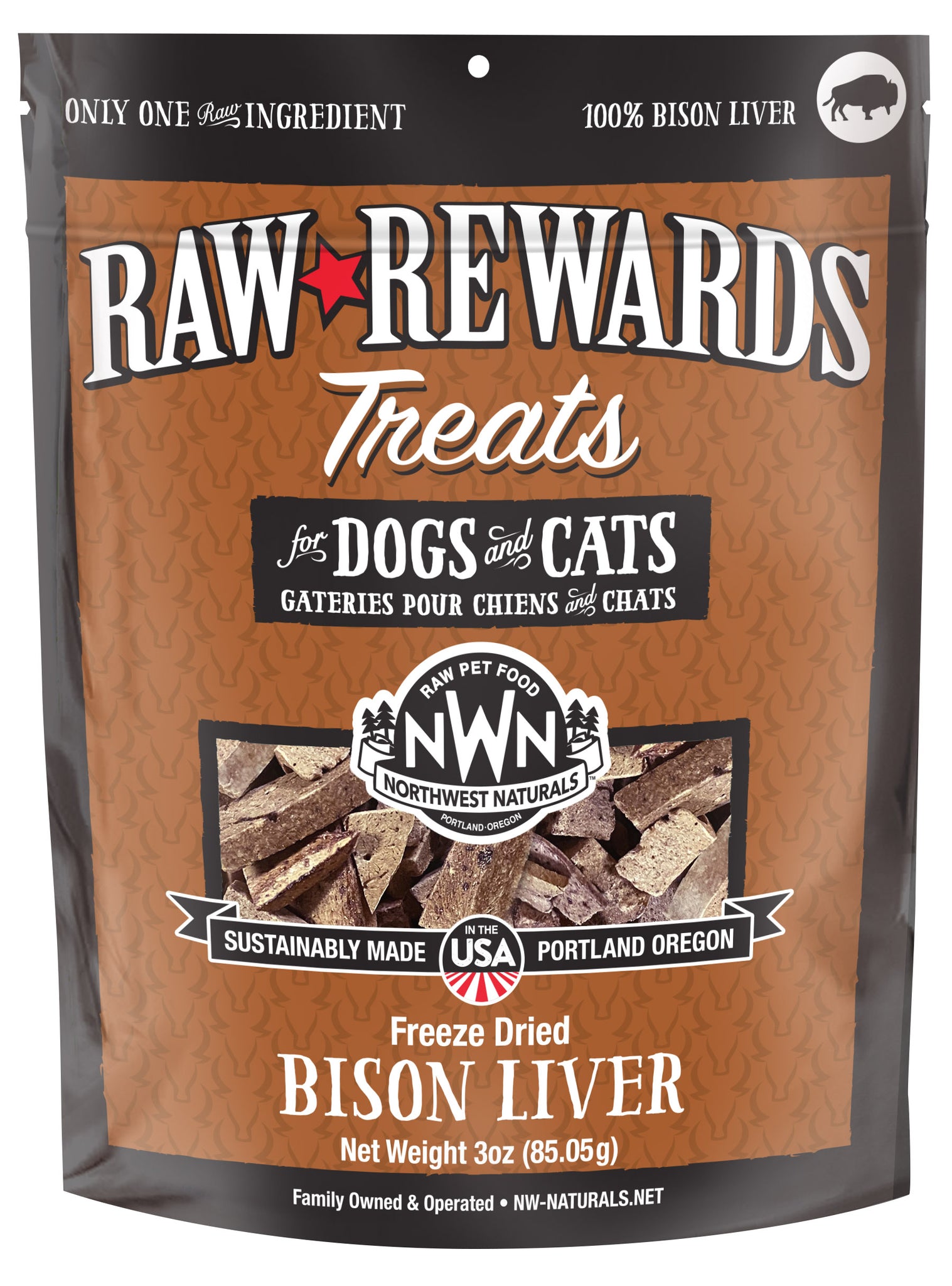 Northwest Naturals Freeze Dried Bison Liver Treats 3oz