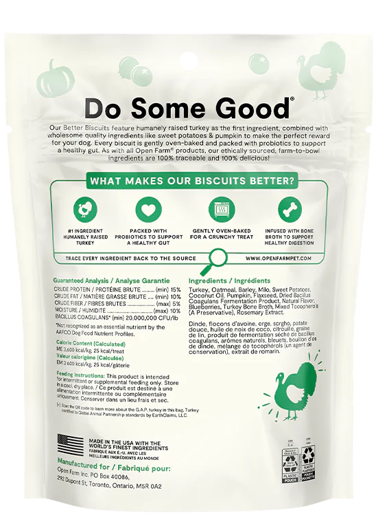 Open Farm Better Biscuits Turkey & Oatmeal Recipe 8oz
