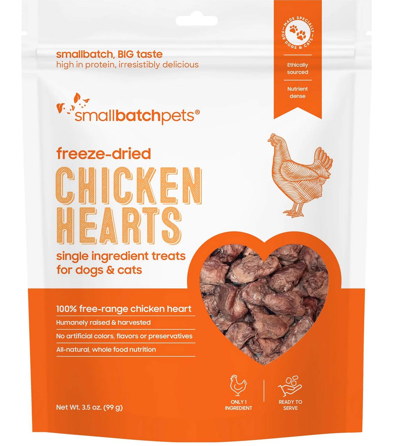SmallBatch Freeze Dried Chicken Hearts 3oz