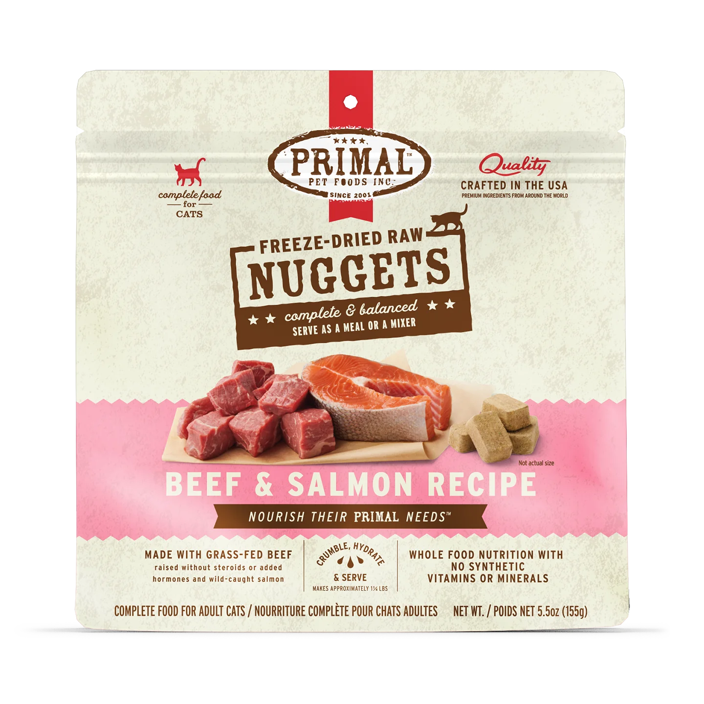 Primal Freeze Dried Cat Food Beef & Salmon