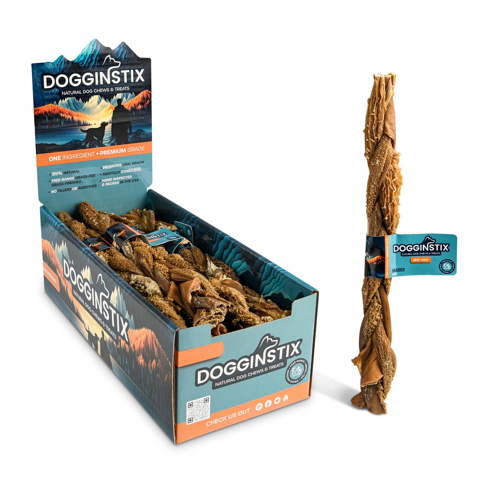 Dogginstix Braided Beef Tripe