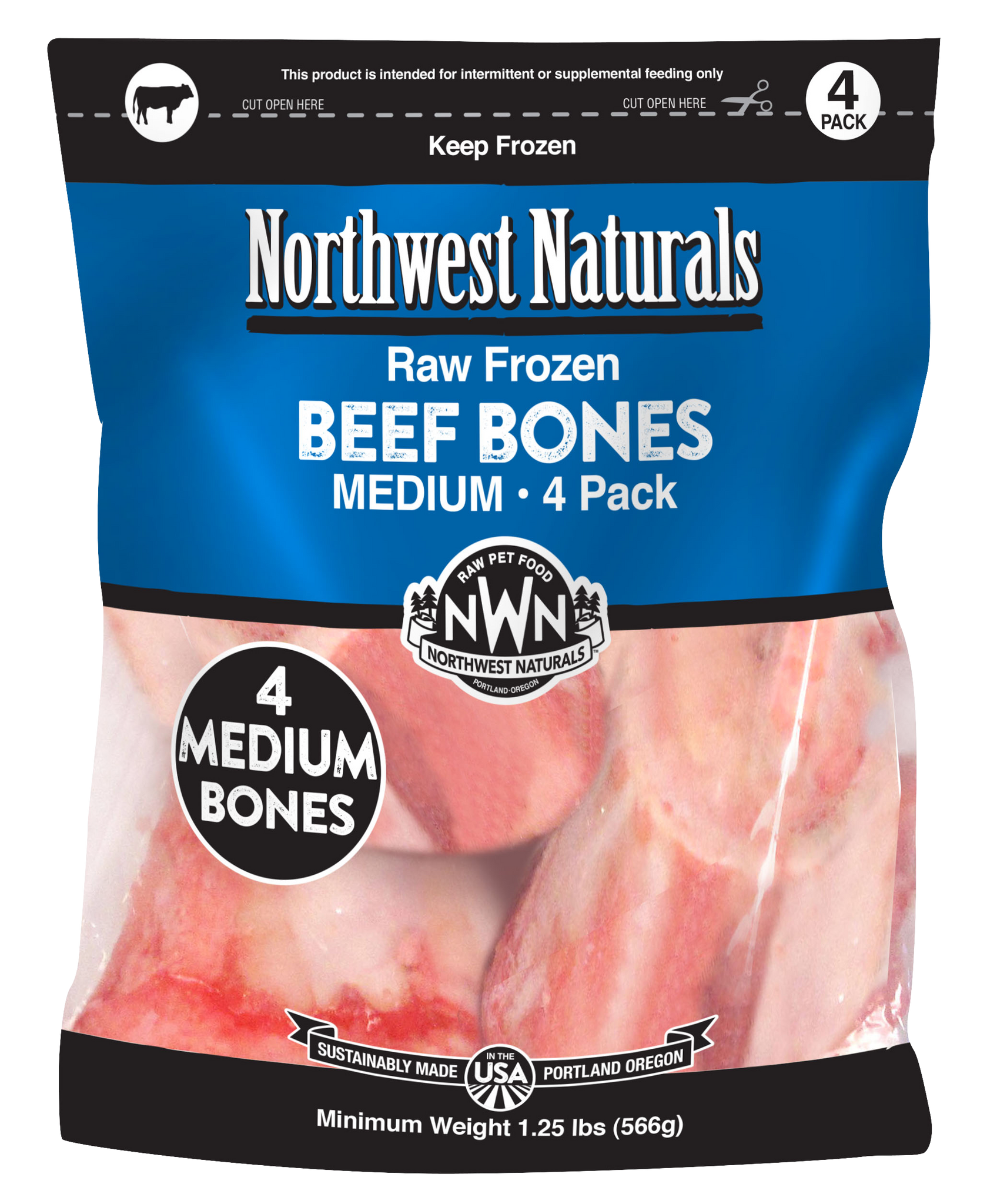 Northwest Naturals Raw Beef Bone 3-5 Inch 4 Pack