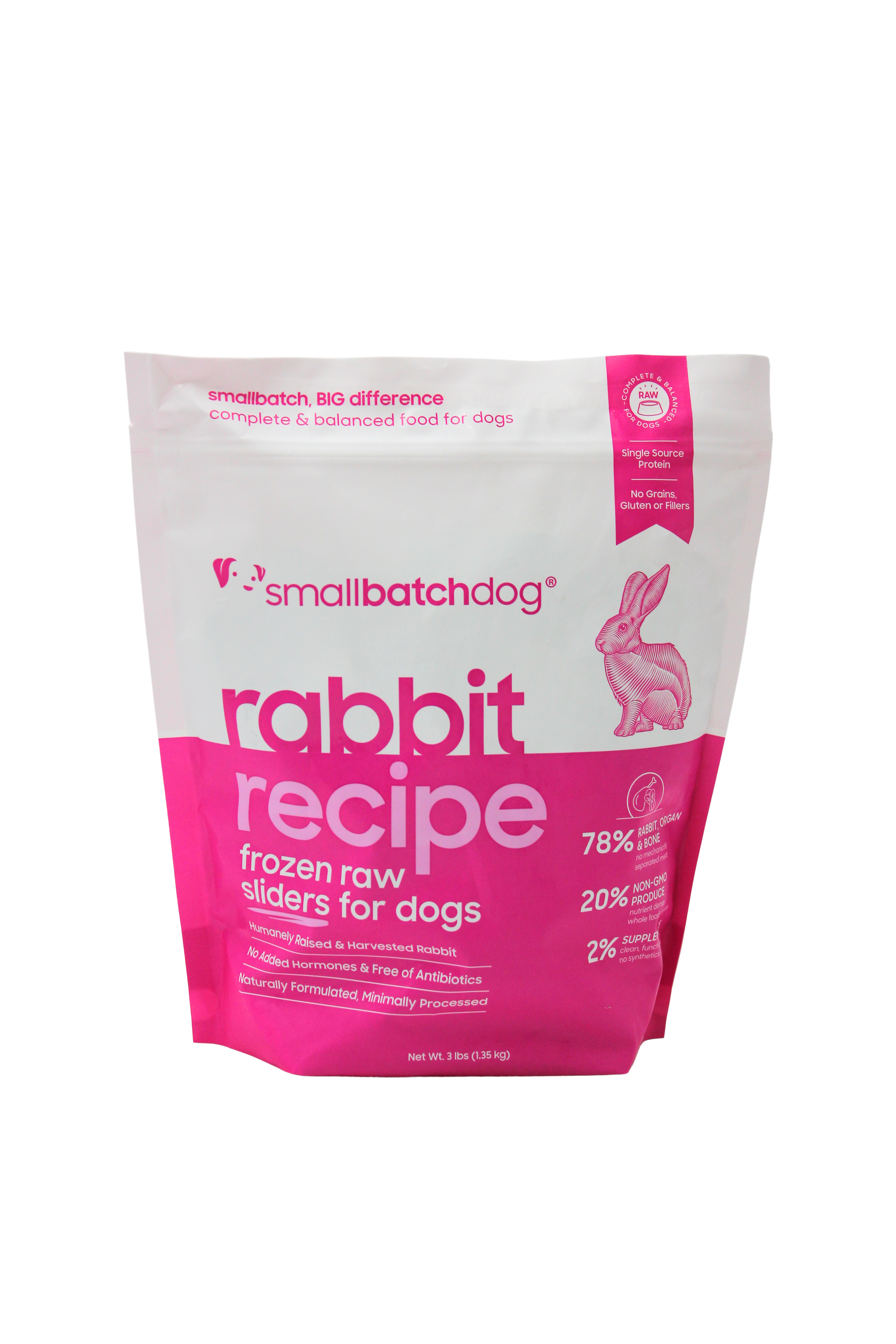 SmallBatch Raw Dog Food Rabbit Sliders 3lb