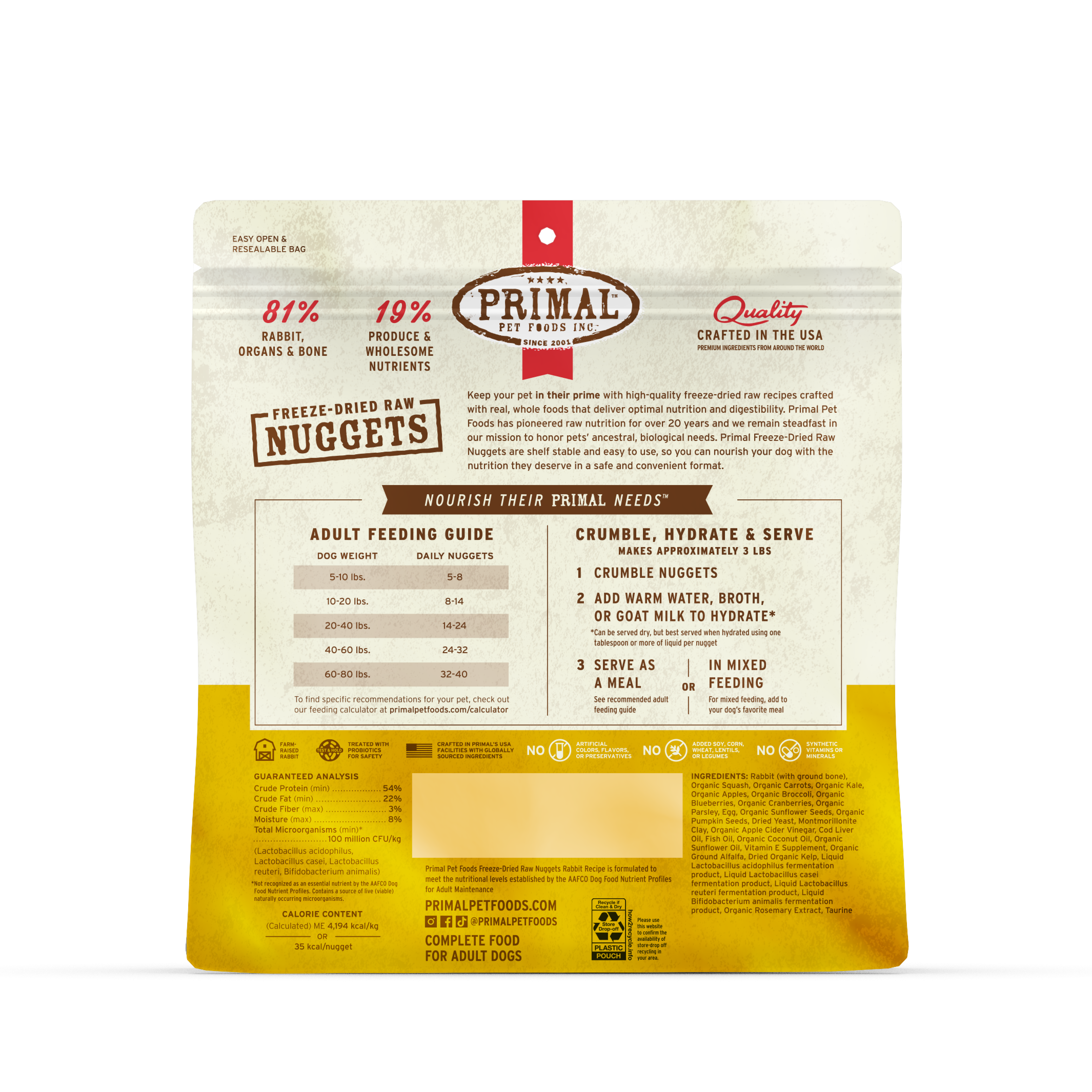Primal Freeze Dried Dog Food Rabbit