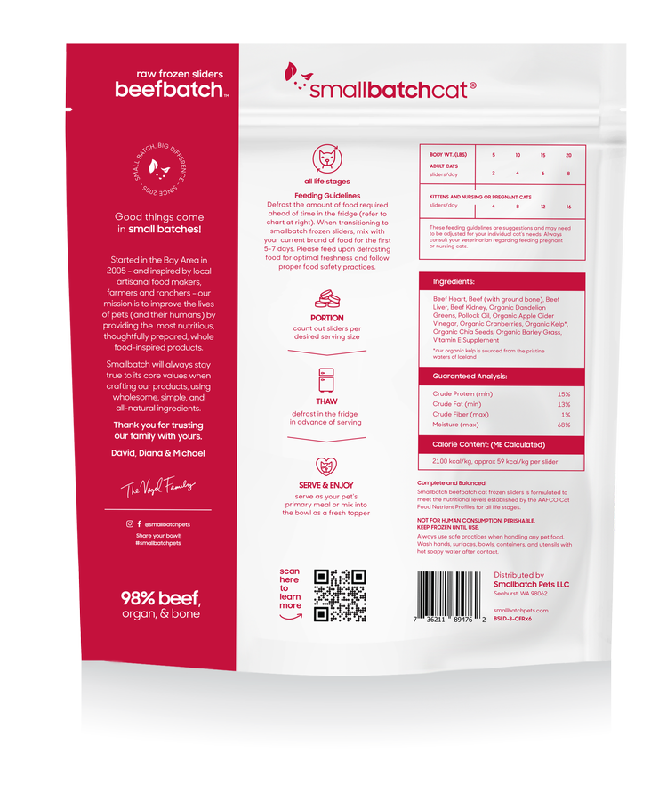 SmallBatch Cat Raw Beef Sliders 3lb
