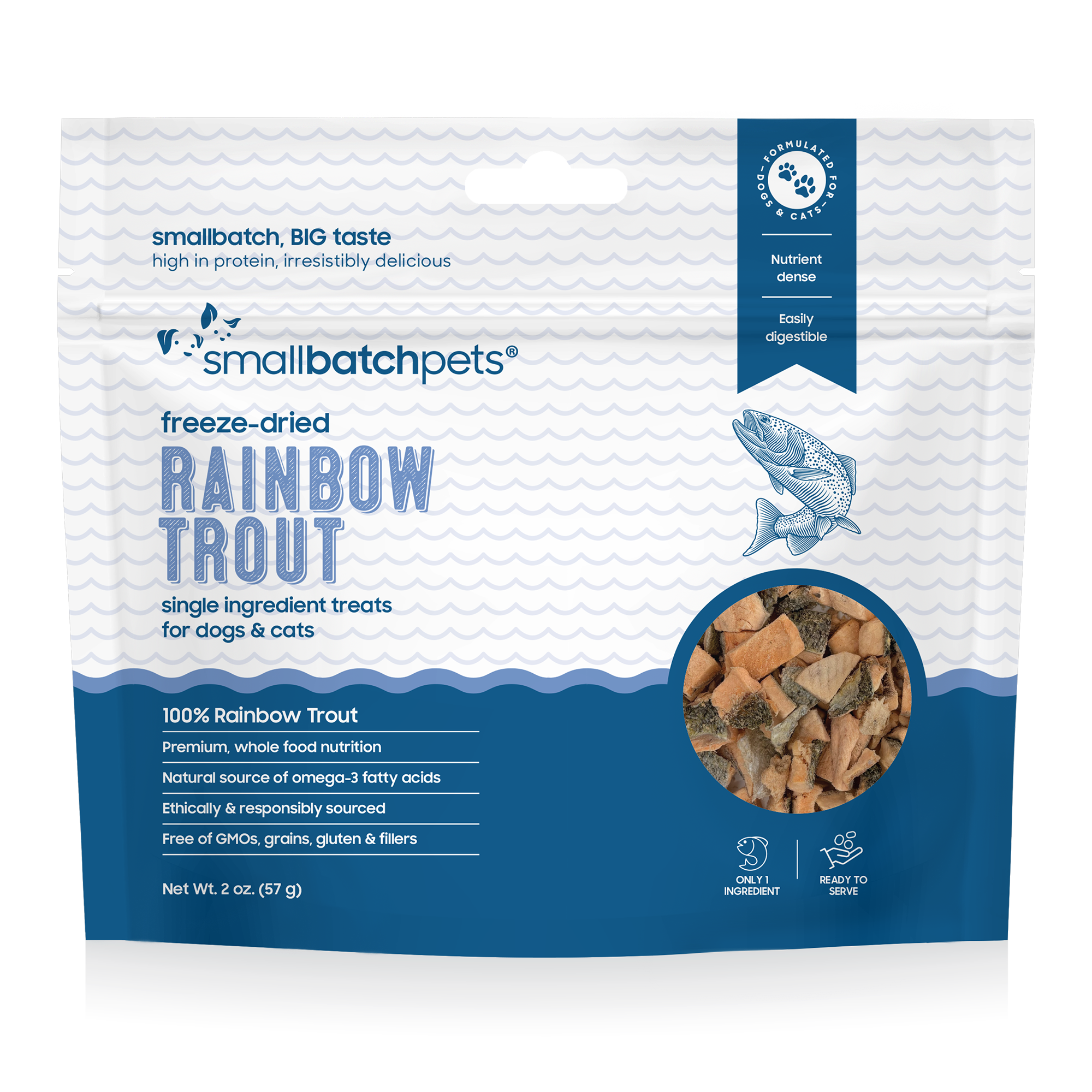 SmallBatch Freeze Dried Rainbow Trout Treats 2oz