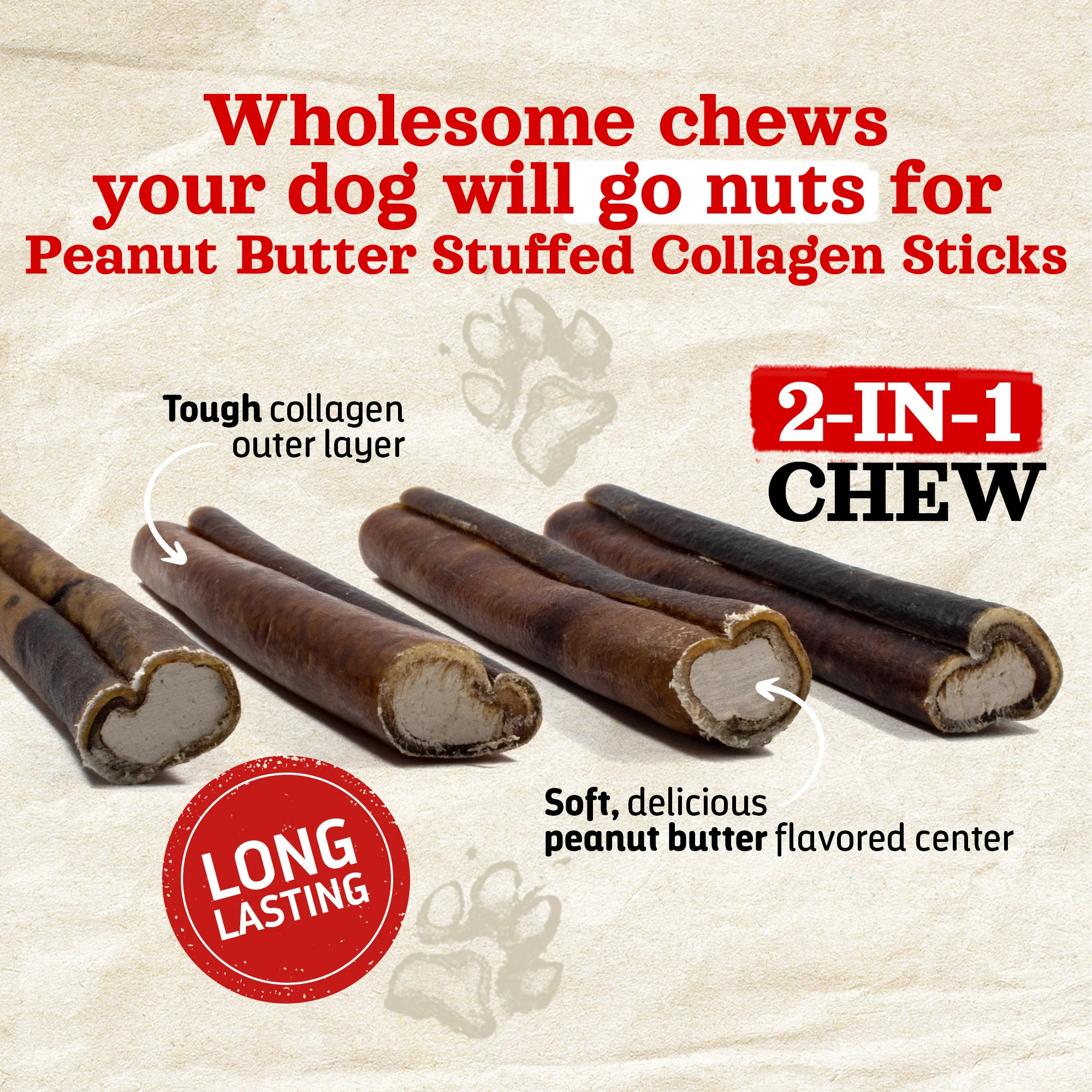 Natural Farm Peanut Butter Stuffed Collagen Stick