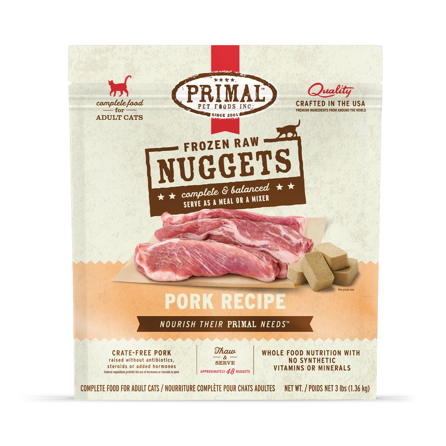 Primal Raw Cat Food Pork 3lb