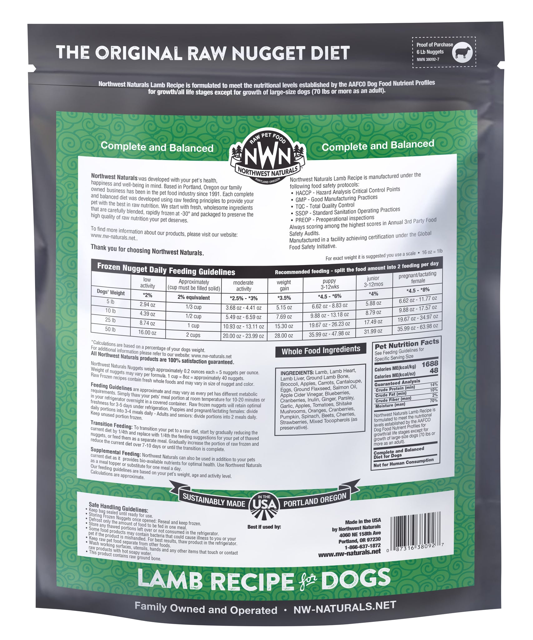 Northwest Naturals Raw Lamb Nuggets 6lb