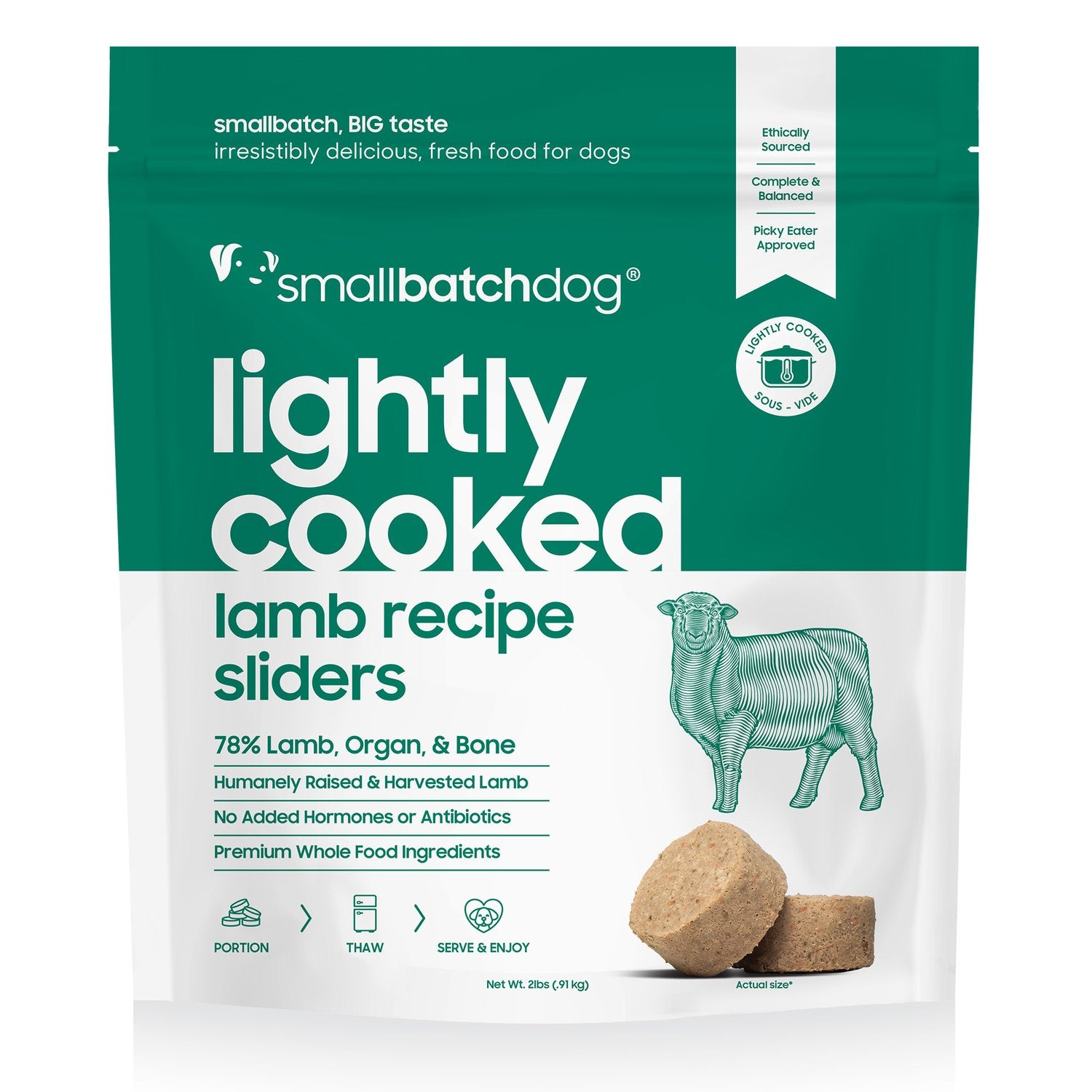 SmallBatch Frozen Lightly Cooked Dog Food Lamb