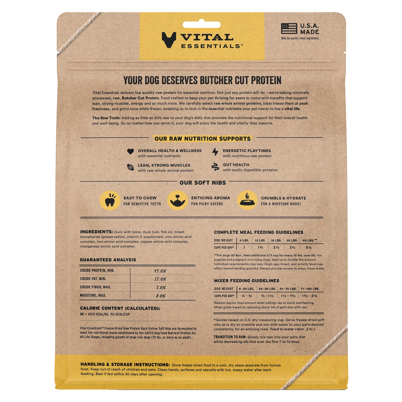 Vital Essentials Freeze Dried Soft NIBS Duck 14oz
