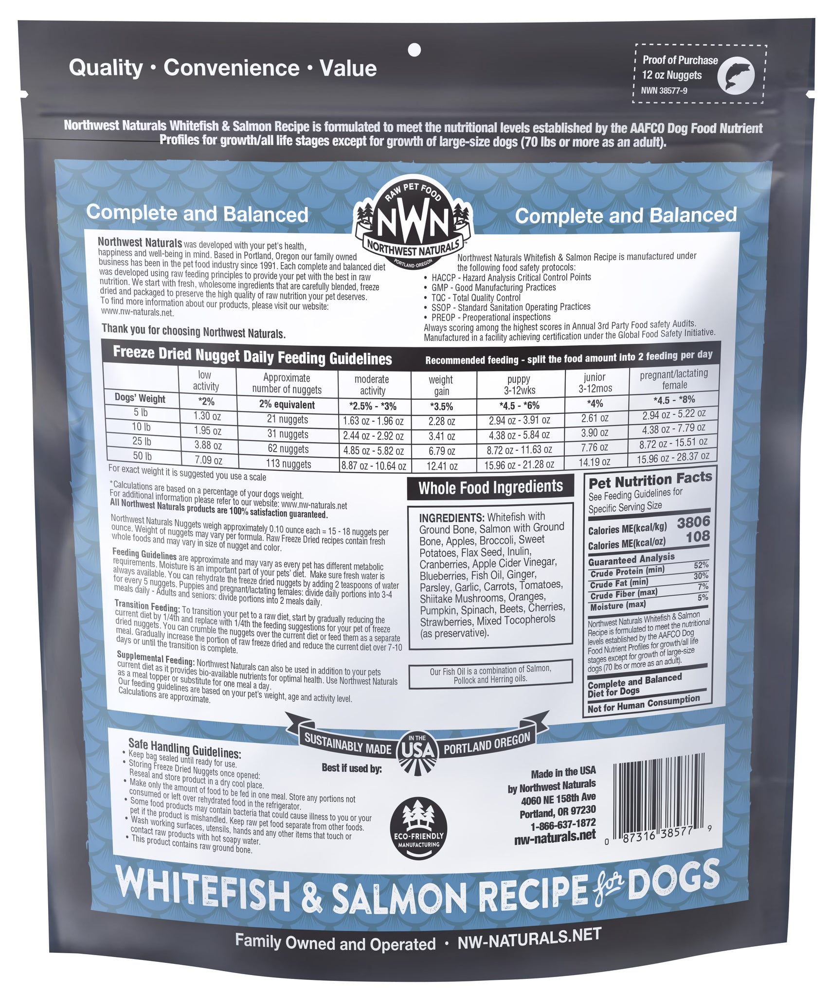 Northwest Naturals Freeze Dried Whitefish & Salmon Recipe