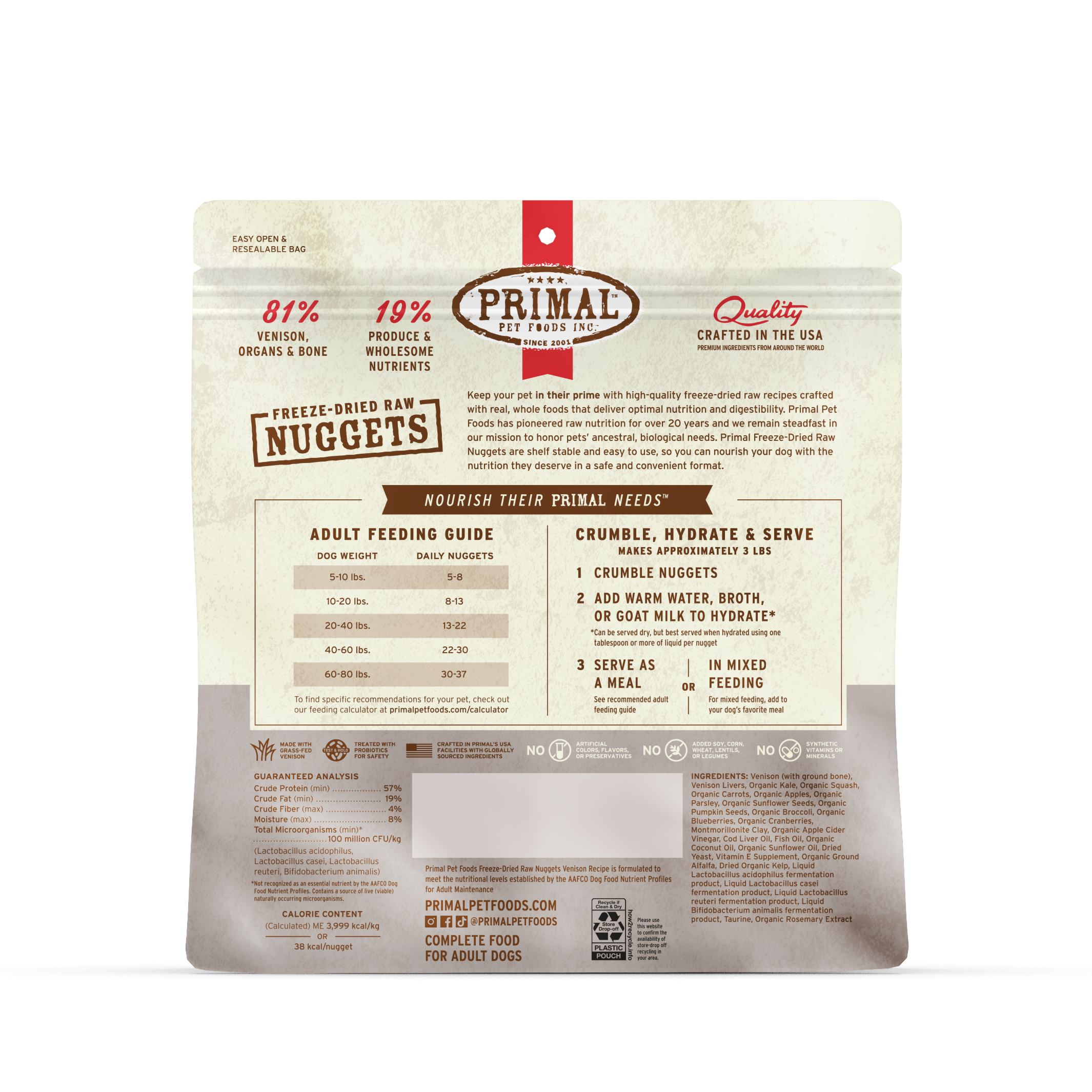 Primal Freeze Dried Dog Food Venison