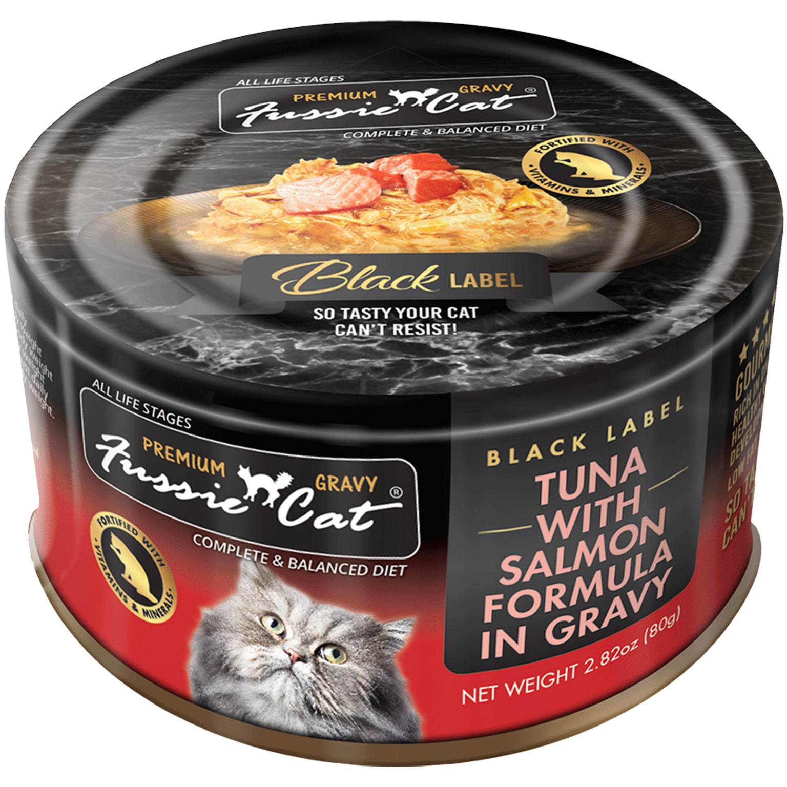 Fussie Cat Canned Tuna With Salmon & Gravy 2.8oz