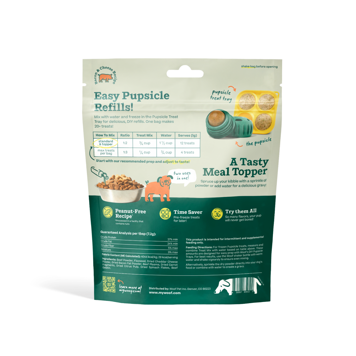 Woof Pupsicle Treat Mix Bacon & Cheese 5.5oz